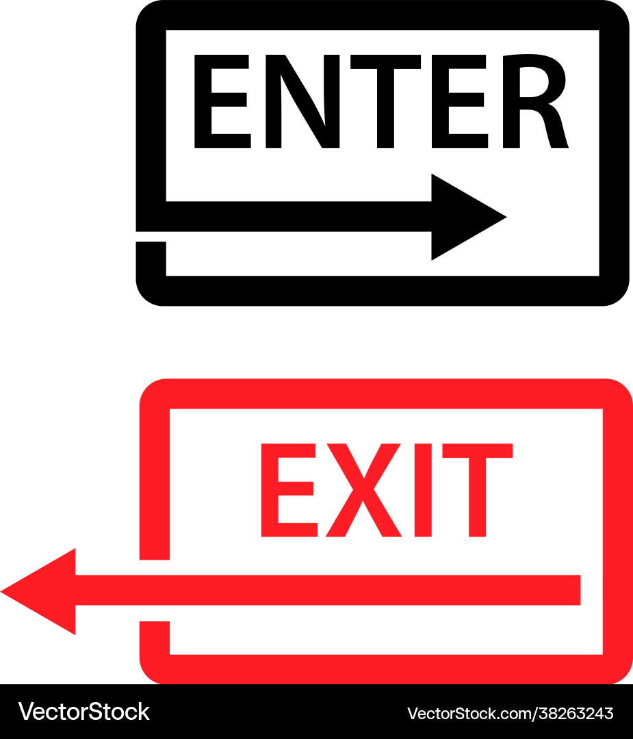 Exit and enter icons flat design vector image