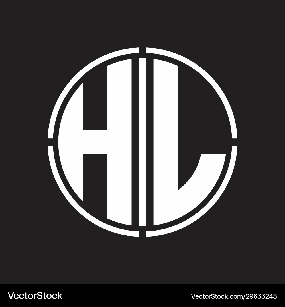 Hl logo initial with circle line cut design Hl logo initial with circle line cut design Vector Image