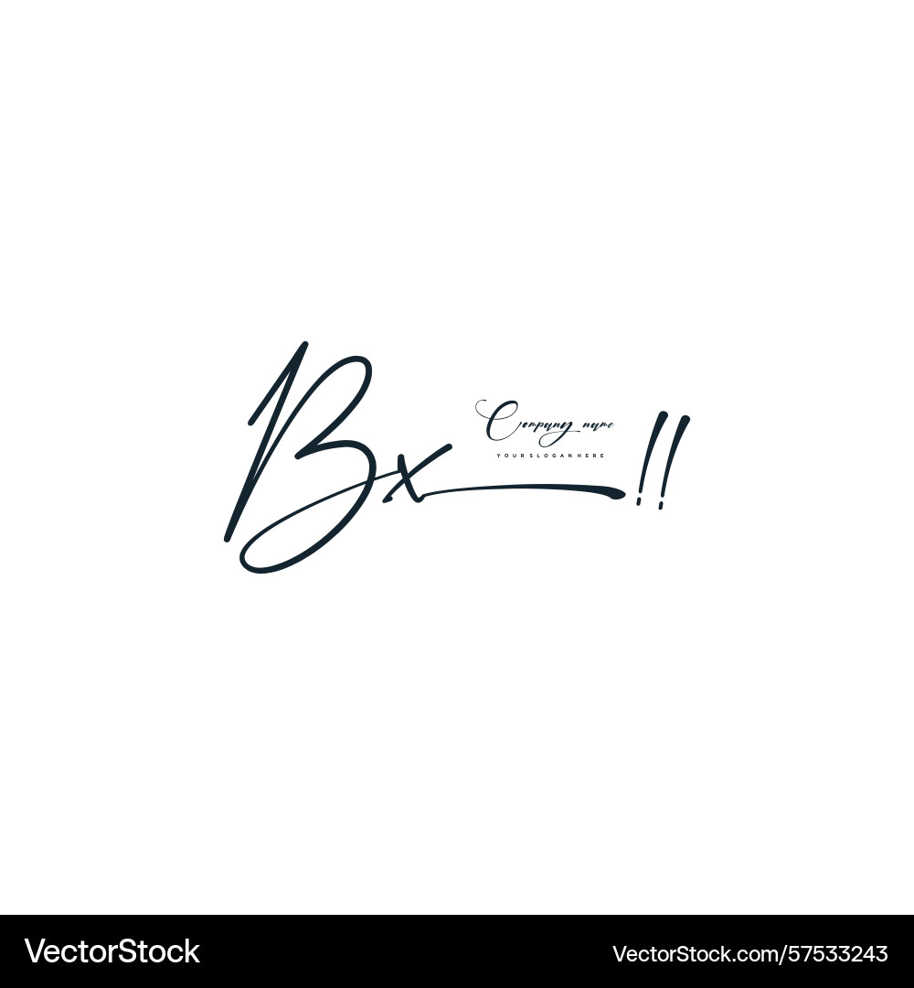 Minimal signature logo design with bx initials Minimal signature logo design with bx initials Vector Image