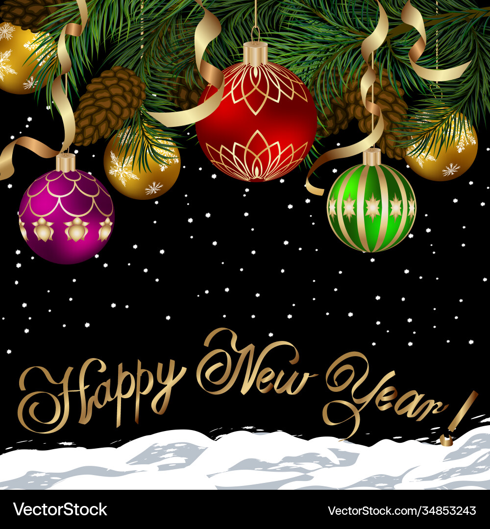 Multicolored new year card with text Multicolored new year card with text vector image