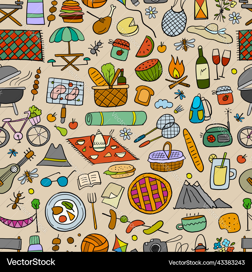 Picnic day seamless pattern for your design Vector Image