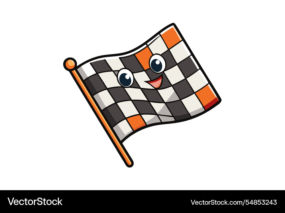 Playful checkered flag character symbolizing Playful checkered flag character symbolizing Vector Image