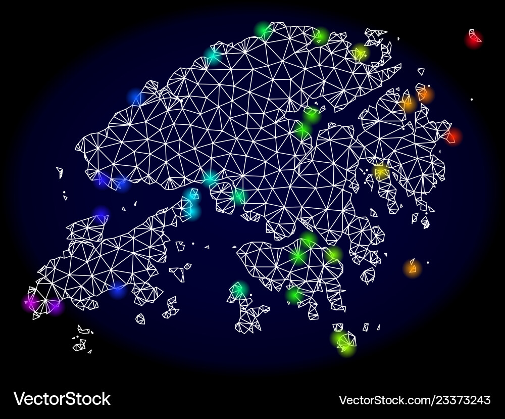 Polygonal 2d mesh map of hong kong with colorful Polygonal 2d mesh map of hong kong with colorful vector image