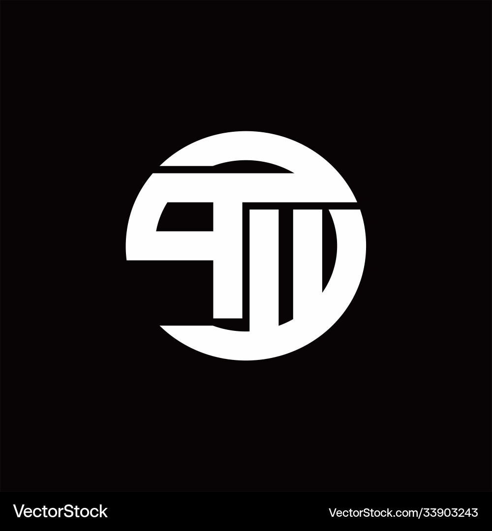 Pw logo monogram with rounded line swipe design vector image