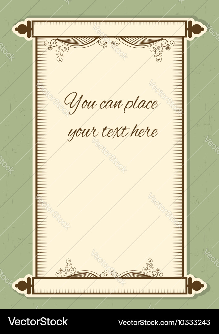 Scroll paper with decor vignettes vector image