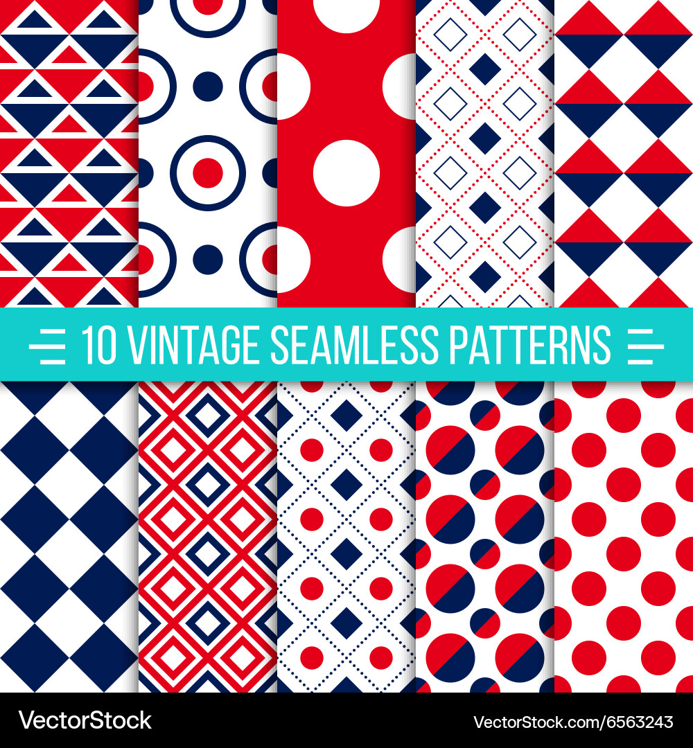 Seamless retro patterns set vector image