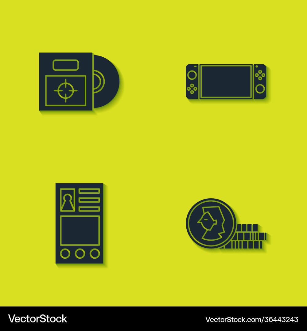 Set cd or dvd disk in box coin for game create Set cd or dvd disk in box coin for game create vector image