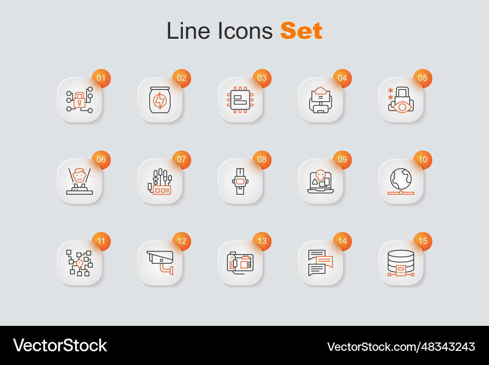 Set line cloud database speech bubble chat Set line cloud database speech bubble chat Vector Image