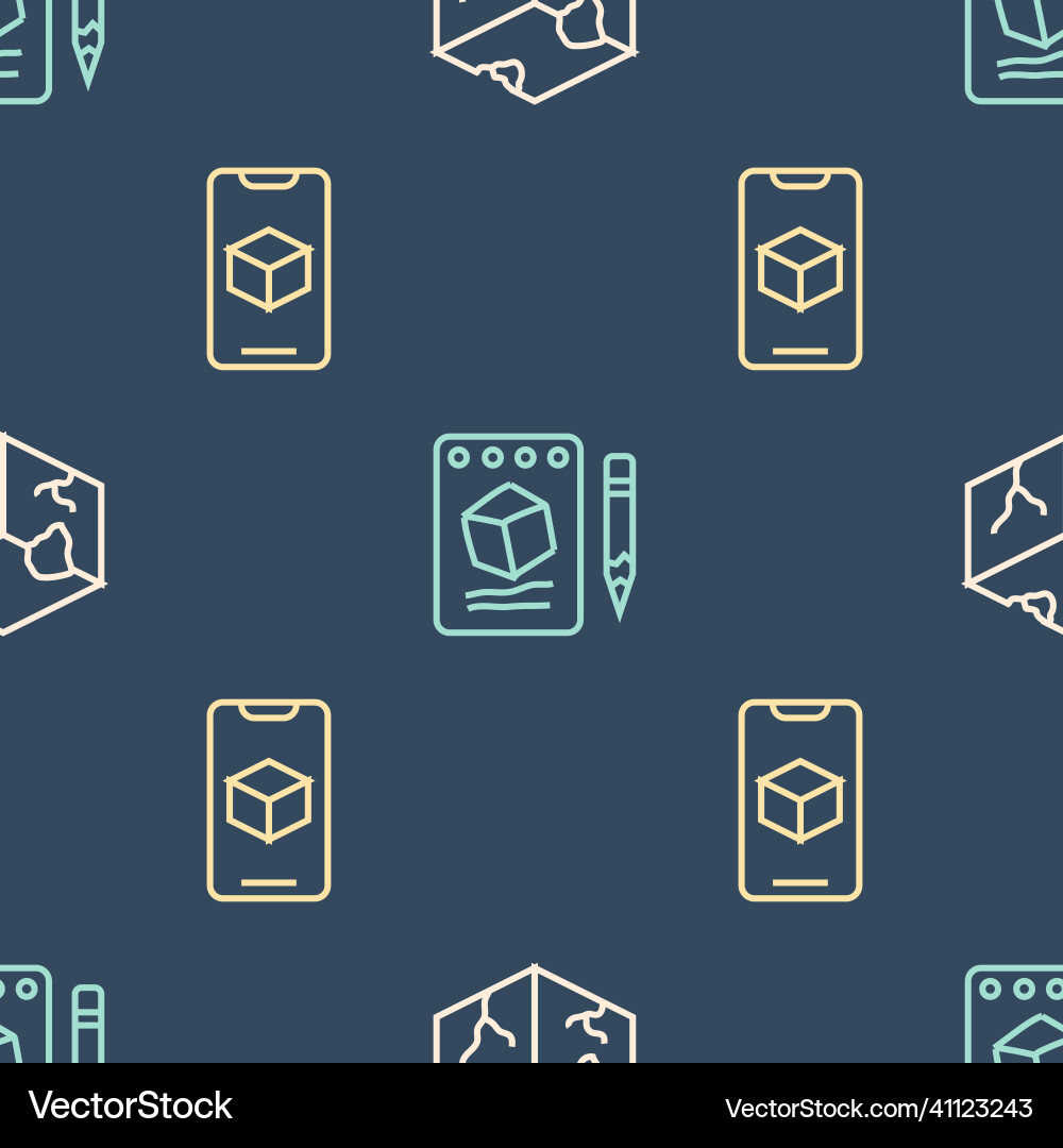 Set line isometric cube 3d printer software Set line isometric cube 3d printer software vector image