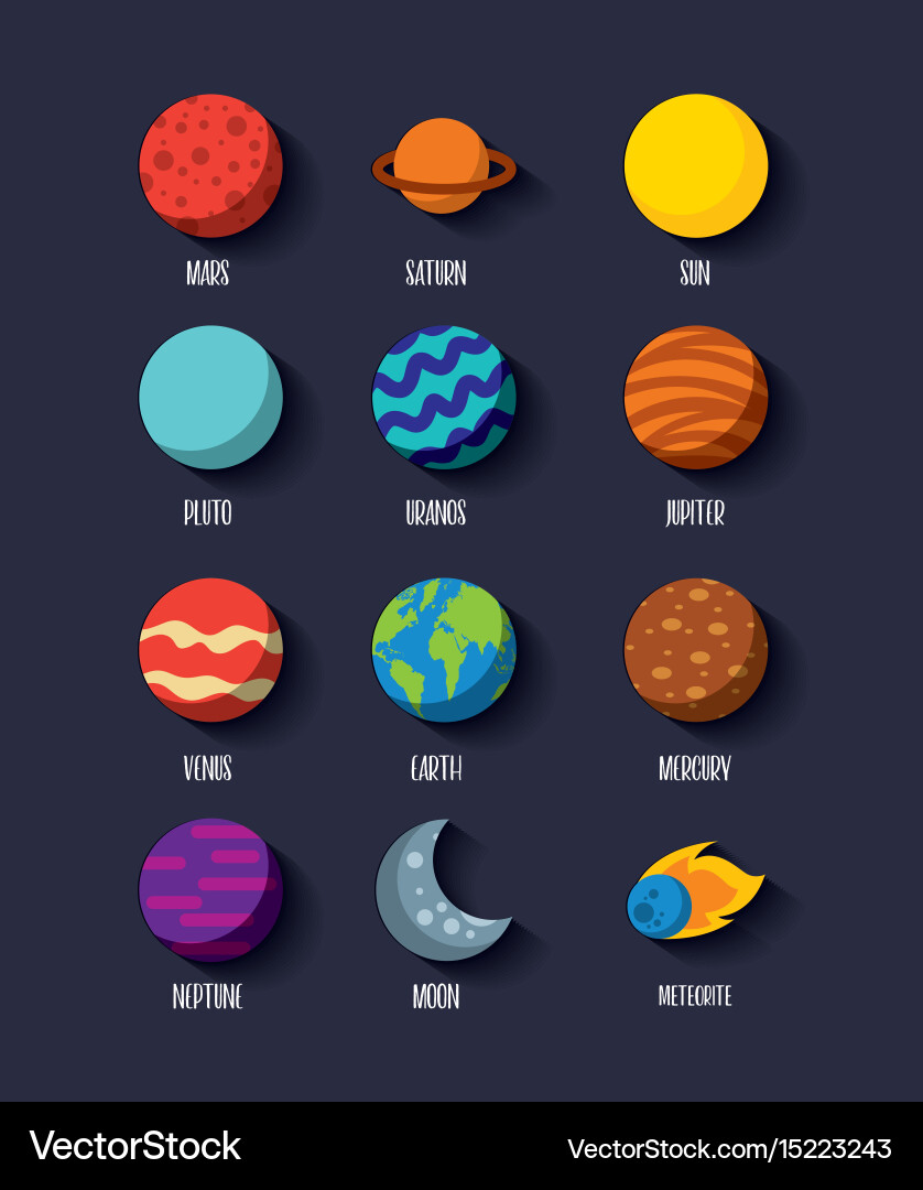 Solar-System-Icon-Set Vektorbild