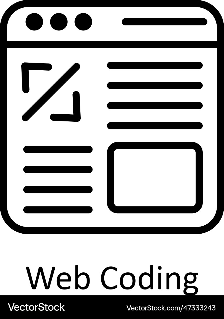 Web Codierung Kontur Icon Design Vektorbild