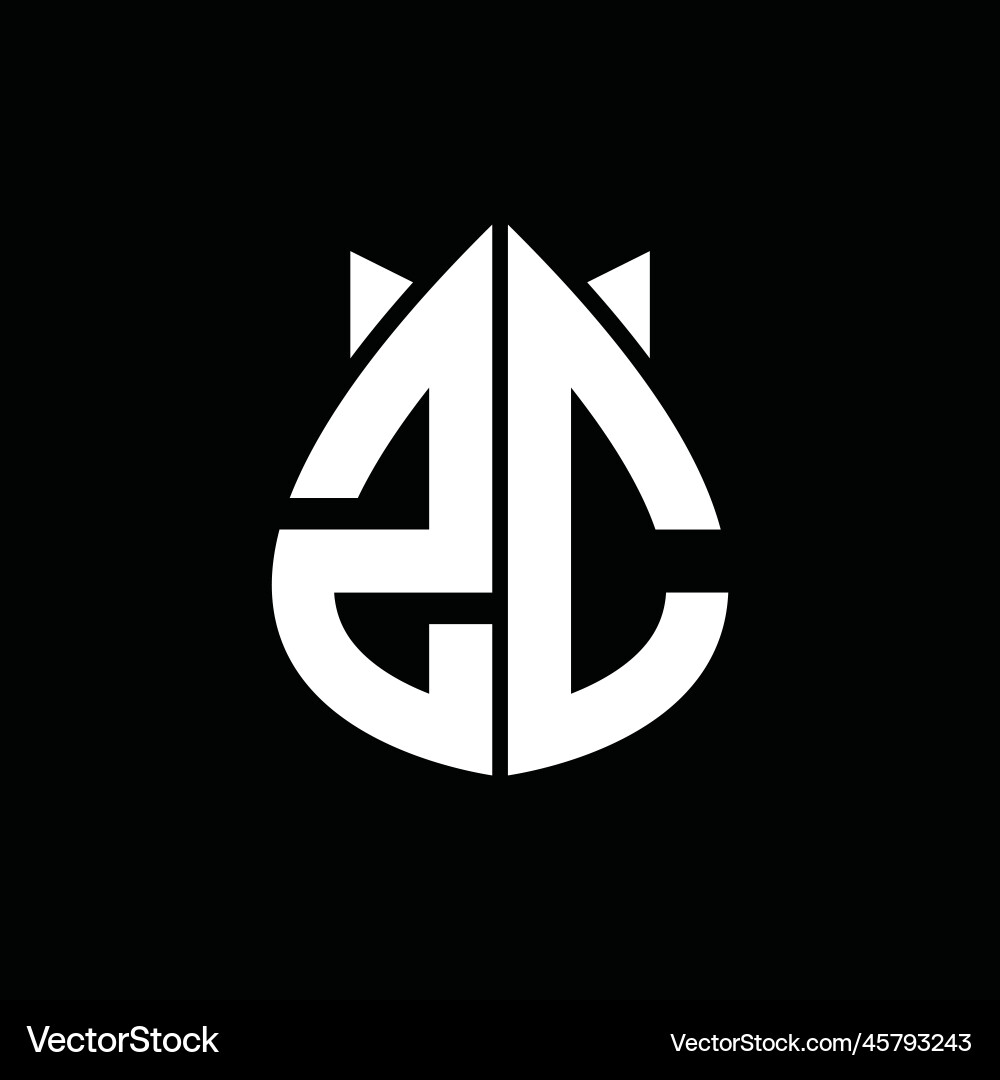 Zc logo monogram drops crown shape images design Vector Image