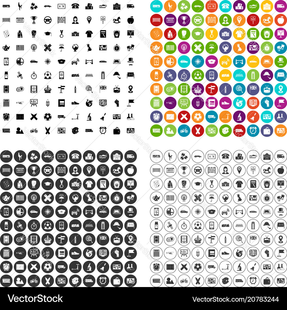 100 bus icons set variant 100 bus icons set variant vector image
