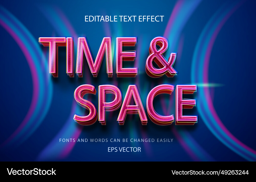 3D Time & Space Text Effect Vector Image