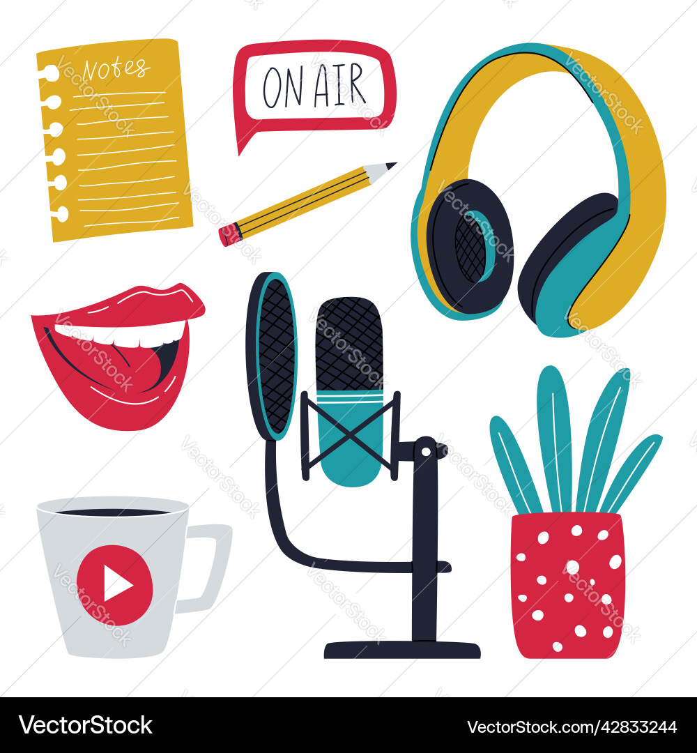 A set of elements symbolizing recording Vector Image