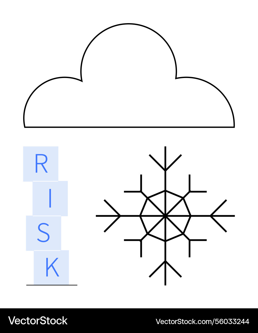 Cloud over snowflake with risk blocks symbolizing Vector Image