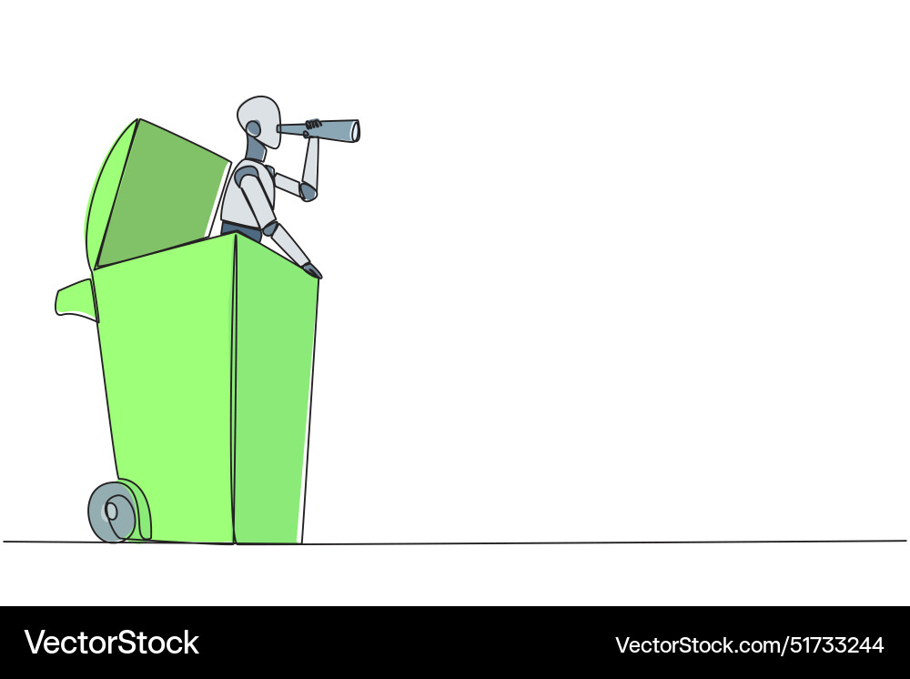 Continuous one line drawing a smart robot emerges Continuous one line drawing a smart robot emerges vector image