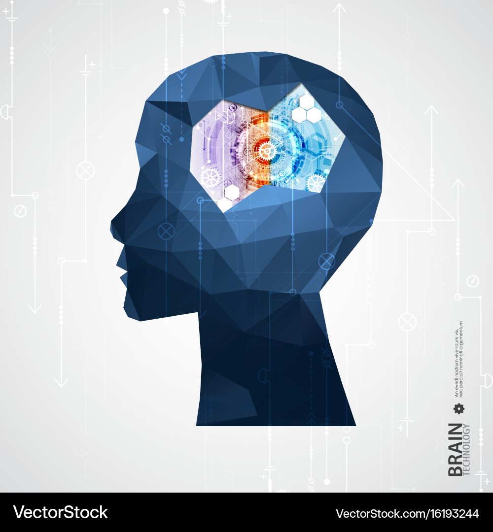 Creative brain concept background with triangular Creative brain concept background with triangular vector image