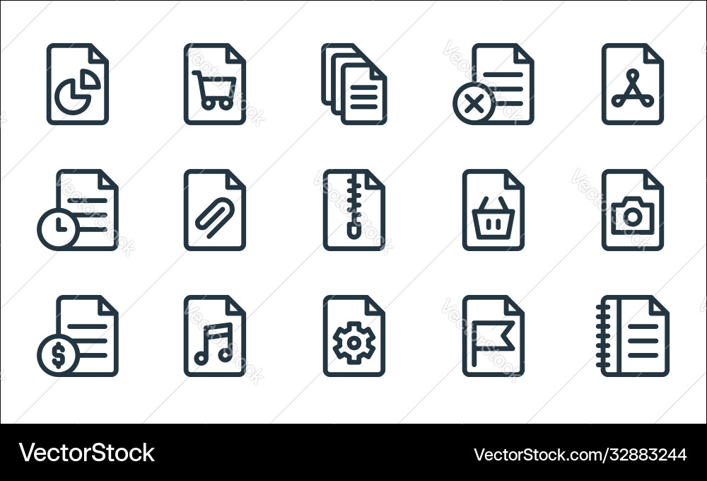 Document and files line icons linear set quality Document and files line icons linear set quality vector image