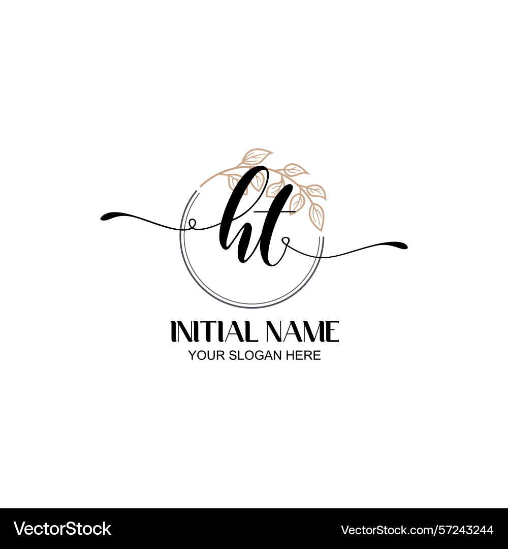 Elegant ht initial logo design with botanical Elegant ht initial logo design with botanical vector image
