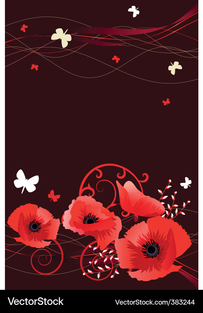 Frame with butterflies and poppies Vector Image