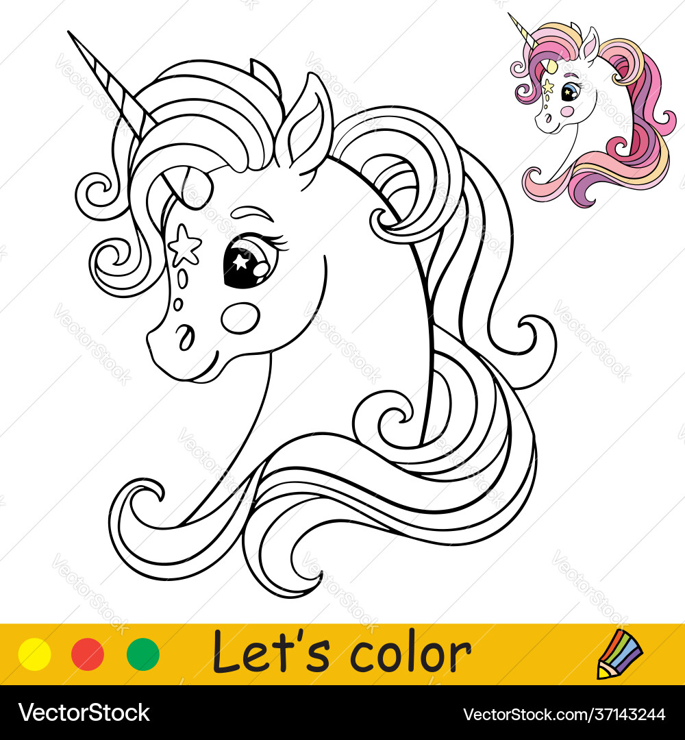 Head cute unicorn in profile coloring Head cute unicorn in profile coloring vector image