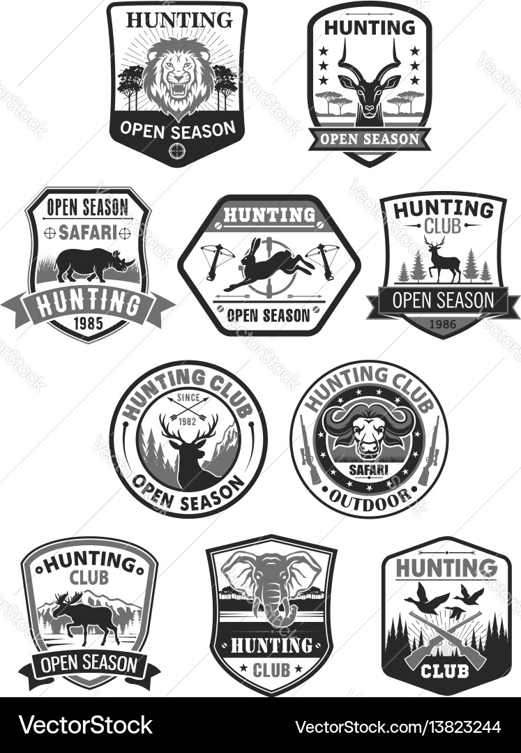 Hunting Badges & Animal Icons Vector Image