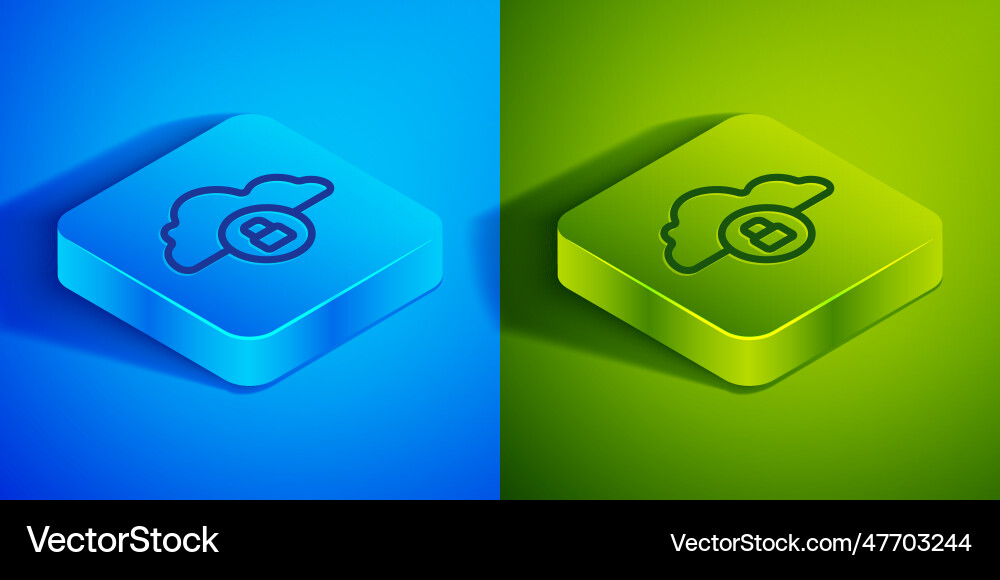 Isometric line cloud computing lock icon isolated Isometric line cloud computing lock icon isolated vector image
