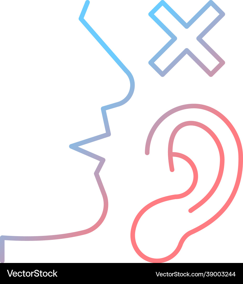 Language disabilities gradient linear icon Language disabilities gradient linear icon vector image