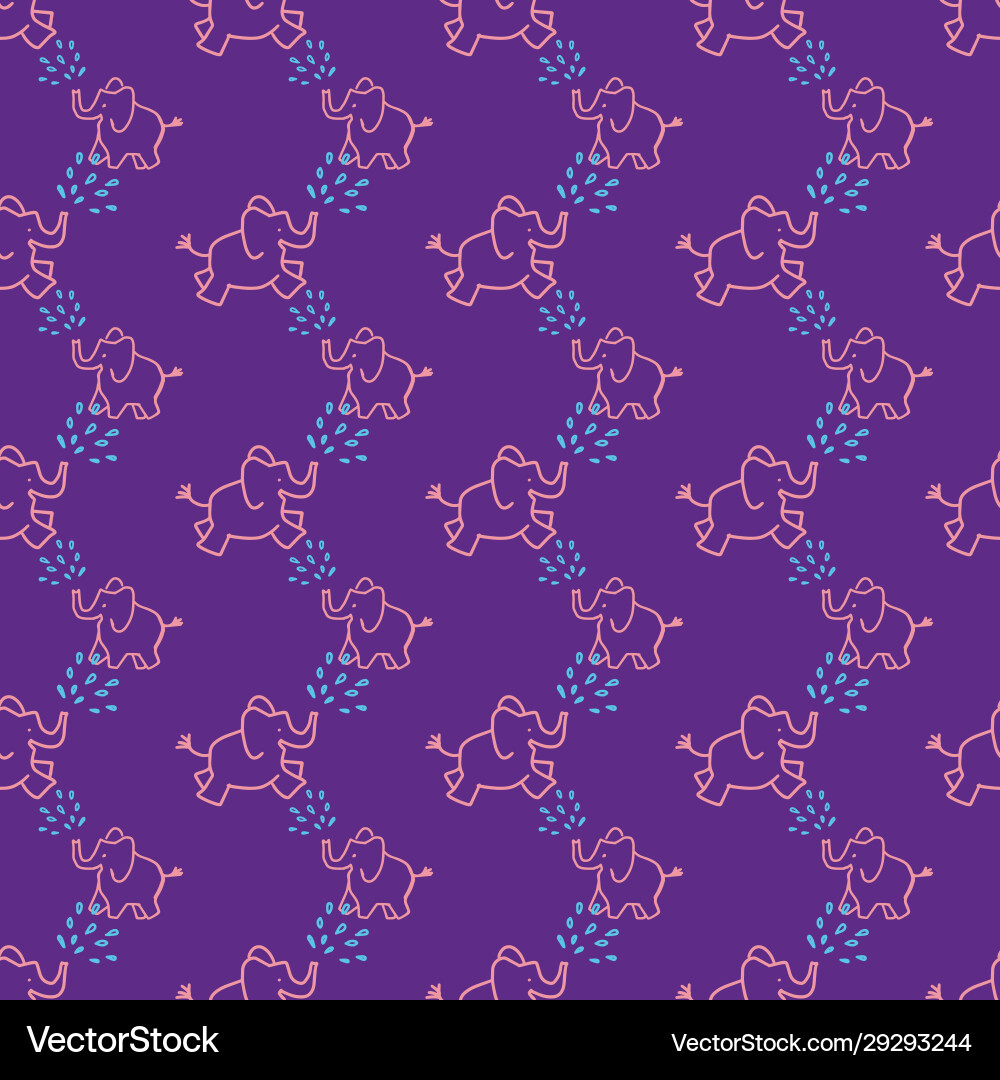 Pink elephants seamless repeat pattern design Vector Image