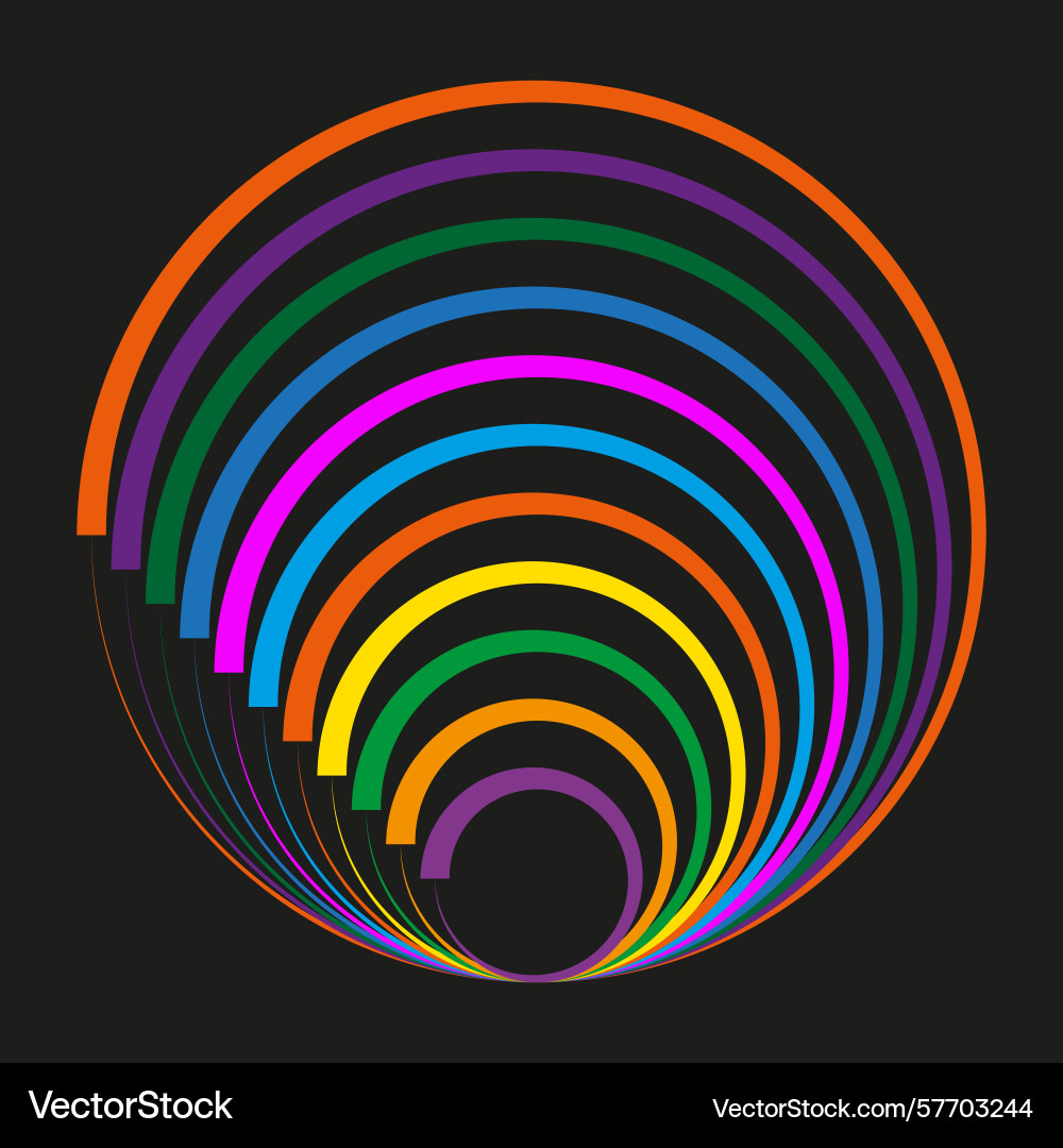 Rainbow arc pattern gradient circle colorful vector image