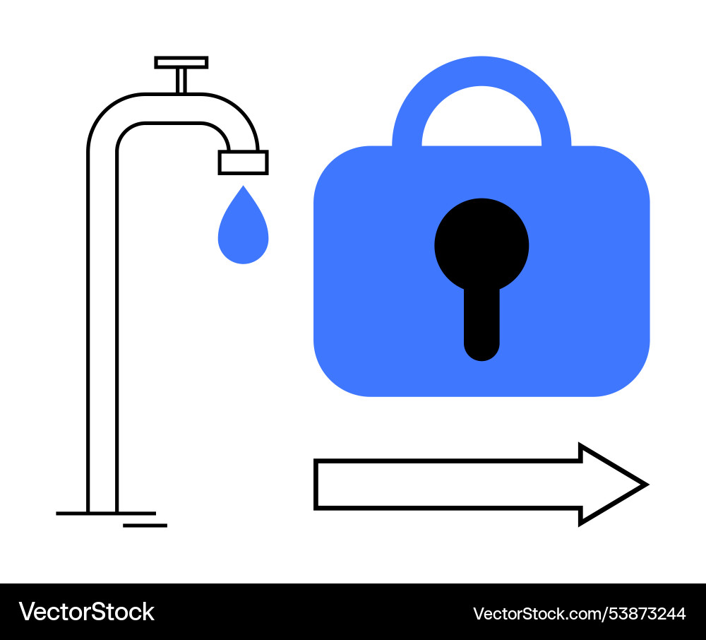 Secure data management represented by faucet lock Vector Image