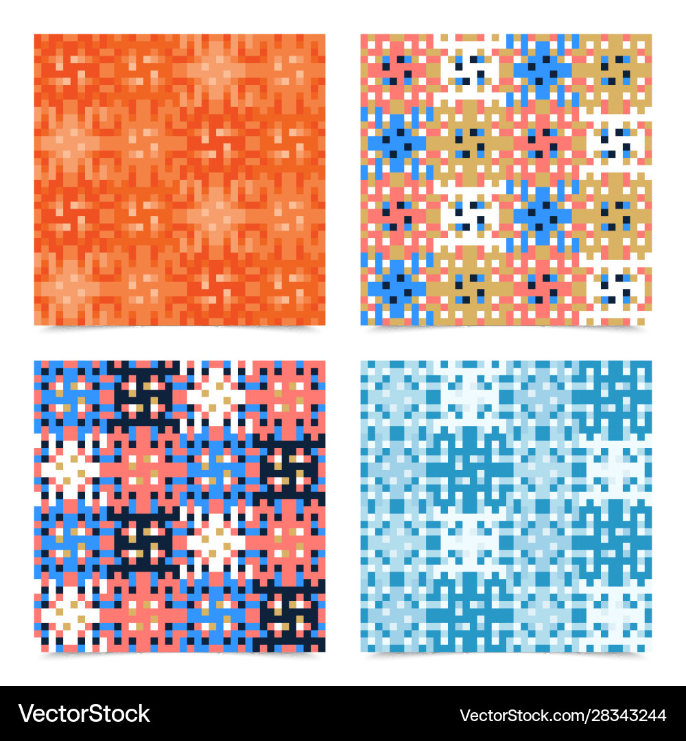 Set abstract multicolored pixels squares textured vector image