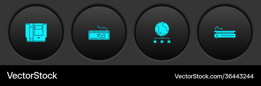 Set cartridge computer keyboard network Set cartridge computer keyboard network vector image