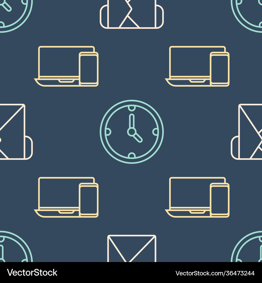 Set line envelope monitor and phone clock Set line envelope monitor and phone clock vector image
