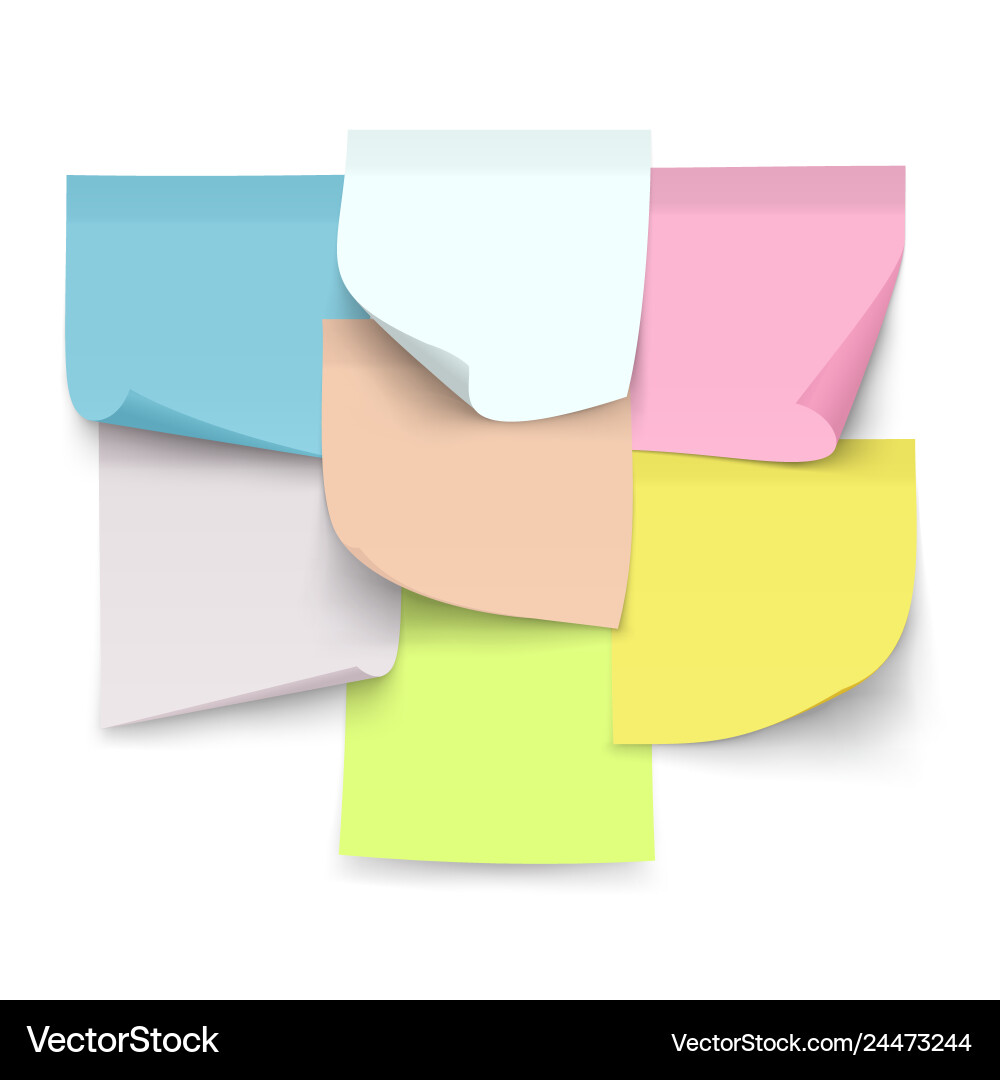 Set sticky color notes sheets paper Vector Image