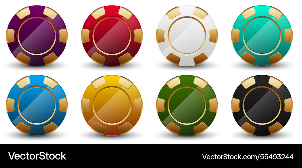 Set von bunten Casino Poker-Chips mit einem glänzenden Set von bunten Casino Poker-Chips mit einem glänzenden vektorbild