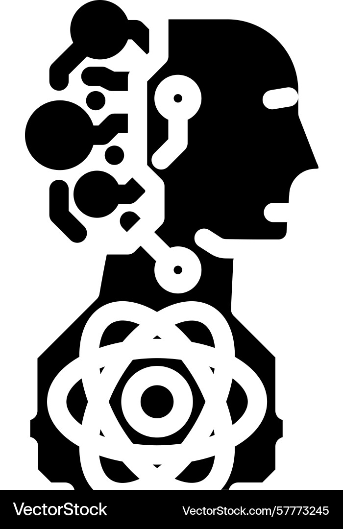 Ai and computing merge quantum computer glyph icon Ai and computing merge quantum computer glyph icon vector image