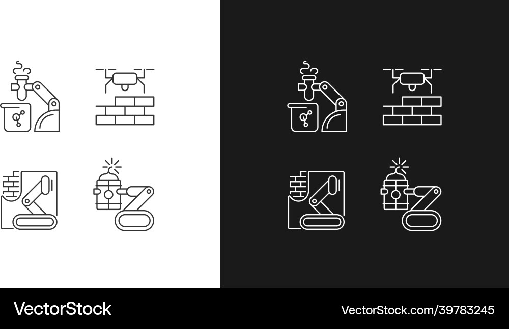 Automation in different industries linear icons Automation in different industries linear icons vector image