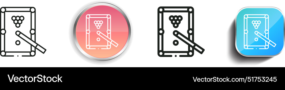 Billiard icon thin linear regular and button Billiard icon thin linear regular and button vector image