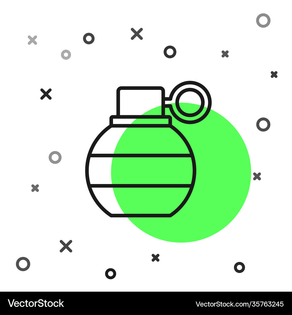 Black line hand grenade icon isolated on white Black line hand grenade icon isolated on white vector image