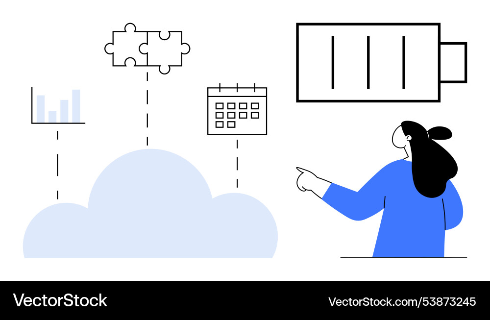 Business cloud integration with data storage vector image