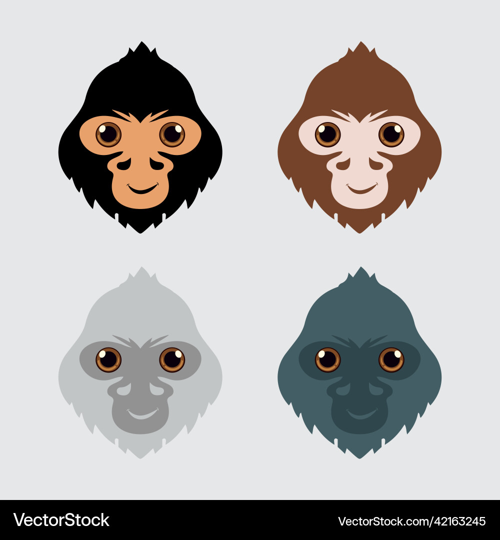 Collection of monkey cartoon face design icon Collection of monkey cartoon face design icon vector image