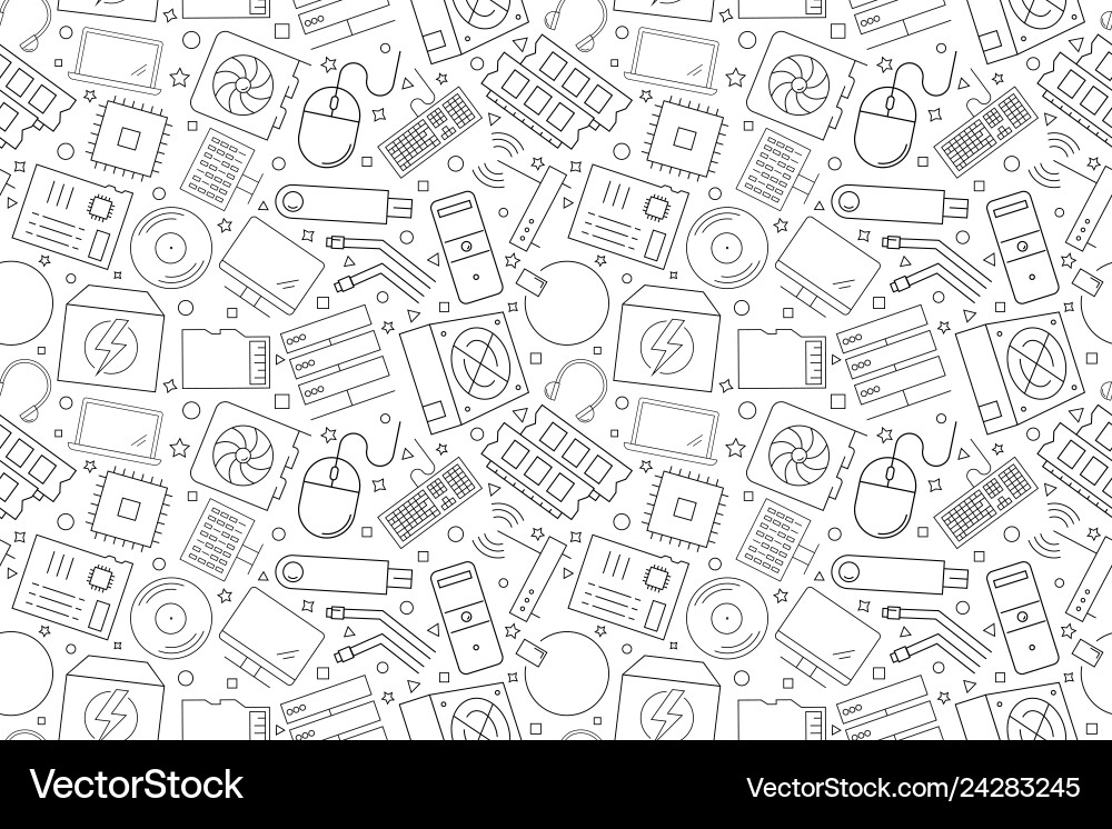 Computer component background from line icon vector image