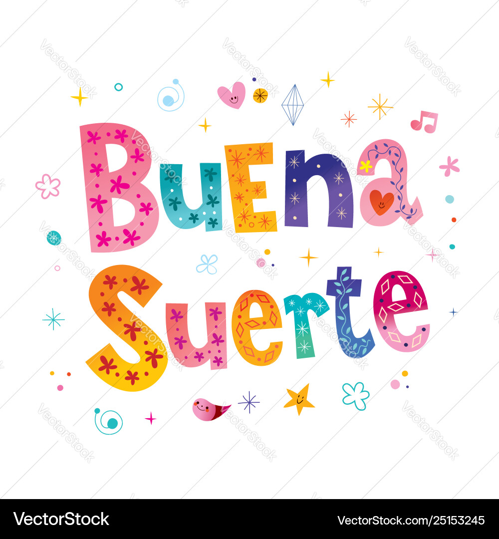 Viel Glück in spanisch Lizenzfreies Vektorbild