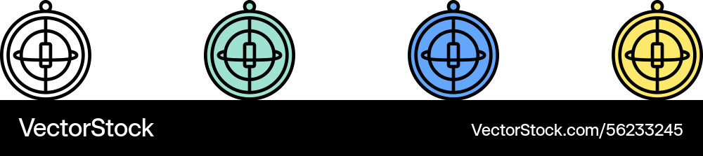 Gyroscope icon outline green blue and yellow Gyroscope icon outline green blue and yellow vector image