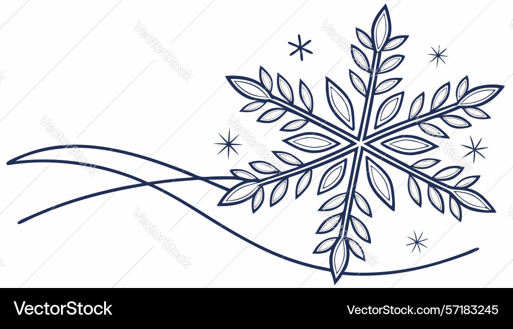 Intricate snowflake with elegant swirl patterns vector image