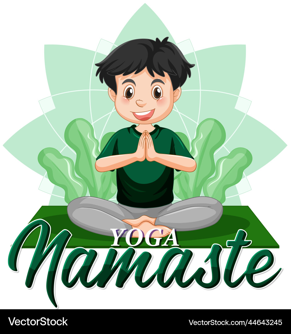 Man doing yoga with text Man doing yoga with text vector image