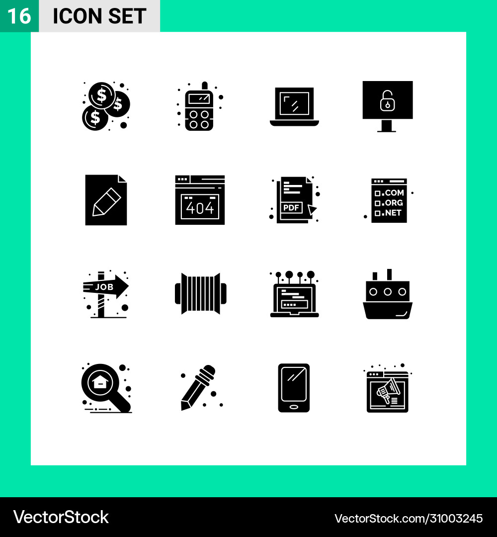 Pictograph set 16 simple solid glyphs http vector image