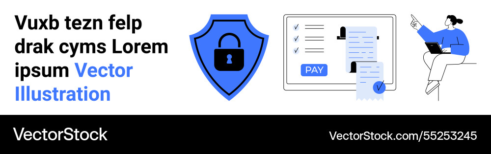 Secure online payment system with shield lock Secure online payment system with shield lock vector image